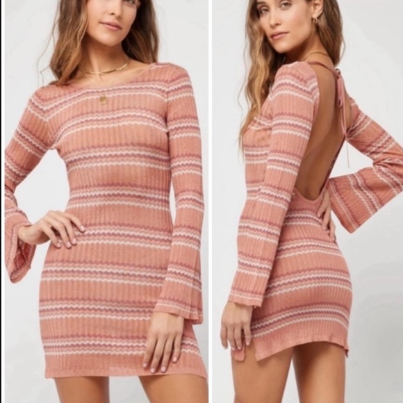 L*SPACE Waloma Shimmer Striped Cover-Up Mini Dress Anthropologie Boho Large - Picture 9 of 16